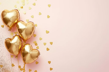 Balloons with confetti. Background template design with helium balloons for Party for Birthday and anniversary celebration, carnival. weddings and valentine's day and international women's dayの素材