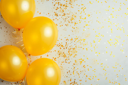 Balloons with confetti. Background template design with helium balloons for Party for Birthday and anniversary celebration, carnival. weddings and valentine's day and international women's dayの素材