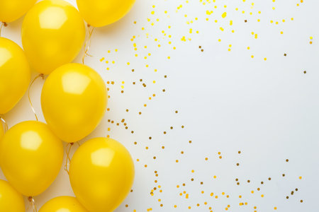 Balloons with confetti. Background template design with helium balloons for Party for Birthday and anniversary celebration, carnival. weddings and valentine's day and international women's dayの素材