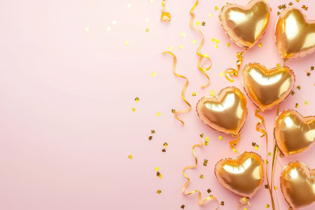 Balloons with confetti. Background template design with helium balloons for Party for Birthday and anniversary celebration, carnival. weddings and valentine's day and international women's dayの素材