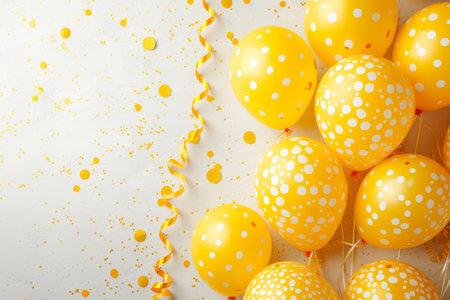 Balloons with confetti. Background template design with helium balloons for Party for Birthday and anniversary celebration, carnival. weddings and valentine's day and international women's dayの素材