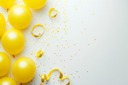 Balloons with confetti. Background template design with helium balloons for Party for Birthday and anniversary celebration, carnival. weddings and valentine's day and international women's dayの素材