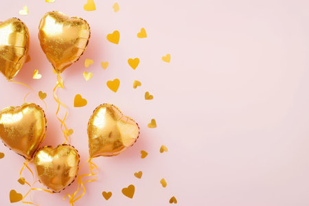 Balloons with confetti. Background template design with helium balloons for Party for Birthday and anniversary celebration, carnival. weddings and valentine's day and international women's dayの素材
