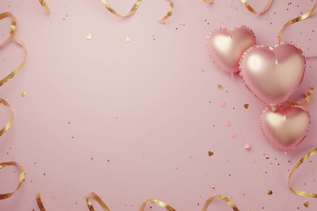 Balloons with confetti. Background template design with helium balloons for Party for Birthday and anniversary celebration, carnival. weddings and valentine's day and international women's dayの素材