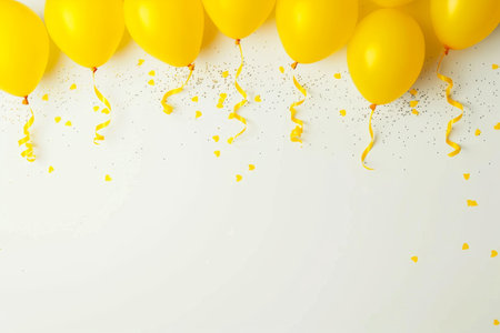 Balloons with confetti. Background template design with helium balloons for Party for Birthday and anniversary celebration, carnival. weddings and valentine's day and international women's dayの素材