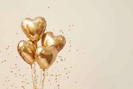Balloons with confetti. Background template design with helium balloons for Party for Birthday and anniversary celebration, carnival. weddings and valentine's day and international women's dayの素材