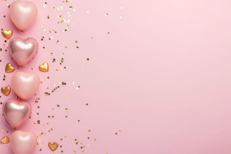 Balloons with confetti. Background template design with helium balloons for Party for Birthday and anniversary celebration, carnival. weddings and valentine's day and international women's dayの素材
