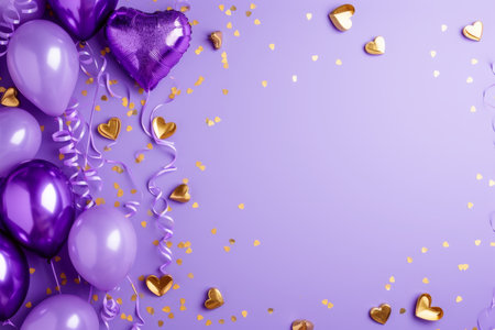 Balloons with confetti. Background template design with helium balloons for Party for Birthday and anniversary celebration, carnival. weddings and valentine's day and international women's dayの素材