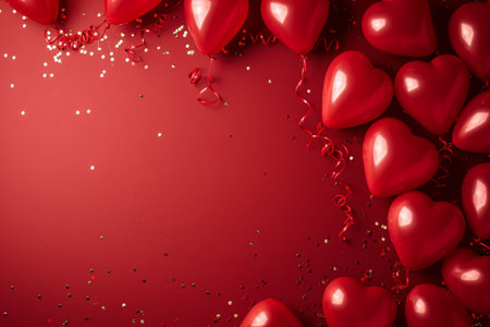 Balloons with confetti. Background template design with helium balloons for Party for Birthday and anniversary celebration, carnival. weddings and valentine's day and international women's dayの素材