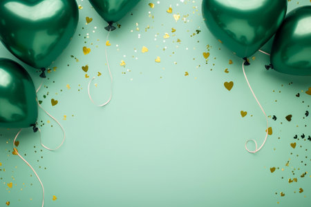 Balloons with confetti. Background template design with helium balloons for Party for Birthday and anniversary celebration, carnival. weddings and valentine's day and international women's dayの素材
