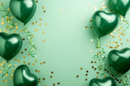 Balloons with confetti. Background template design with helium balloons for Party for Birthday and anniversary celebration, carnival. weddings and valentine's day and international women's dayの素材