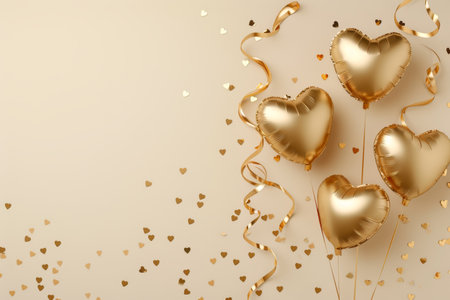 Balloons with confetti. Background template design with helium balloons for Party for Birthday and anniversary celebration, carnival. weddings and valentine's day and international women's dayの素材