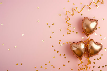 Balloons with confetti. Background template design with helium balloons for Party for Birthday and anniversary celebration, carnival. weddings and valentine's day and international women's dayの素材