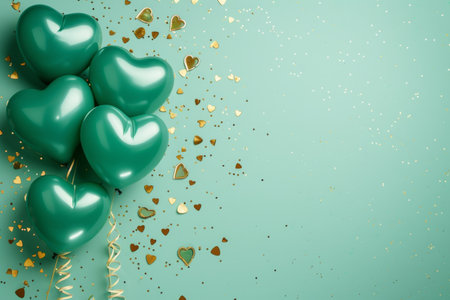 Balloons with confetti. Background template design with helium balloons for Party for Birthday and anniversary celebration, carnival. weddings and valentine's day and international women's dayの素材
