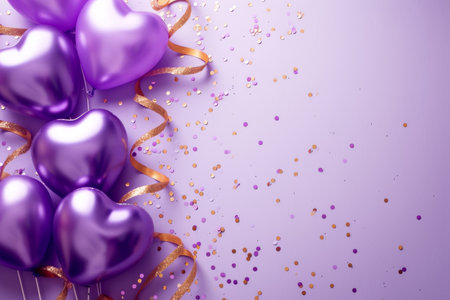 Balloons with confetti. Background template design with helium balloons for Party for Birthday and anniversary celebration, carnival. weddings and valentine's day and international women's dayの素材