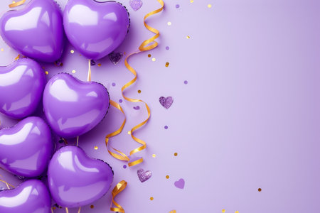 Balloons with confetti. Background template design with helium balloons for Party for Birthday and anniversary celebration, carnival. weddings and valentine's day and international women's dayの素材