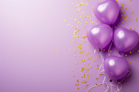 Balloons with confetti. Background template design with helium balloons for Party for Birthday and anniversary celebration, carnival. weddings and valentine's day and international women's dayの素材