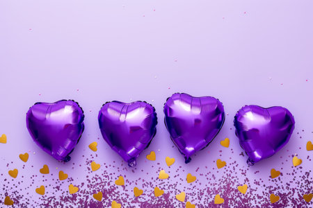 Balloons with confetti. Background template design with helium balloons for Party for Birthday and anniversary celebration, carnival. weddings and valentine's day and international women's dayの素材