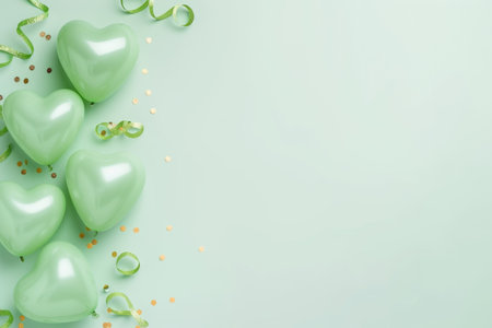 Balloons with confetti. Background template design with helium balloons for Party for Birthday and anniversary celebration, carnival. weddings and valentine's day and international women's dayの素材