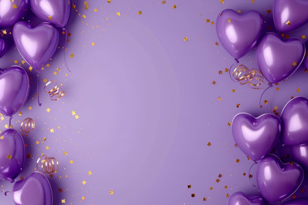 Balloons with confetti. Background template design with helium balloons for Party for Birthday and anniversary celebration, carnival. weddings and valentine's day and international women's dayの素材