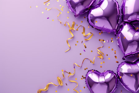 Balloons with confetti. Background template design with helium balloons for Party for Birthday and anniversary celebration, carnival. weddings and valentine's day and international women's dayの素材
