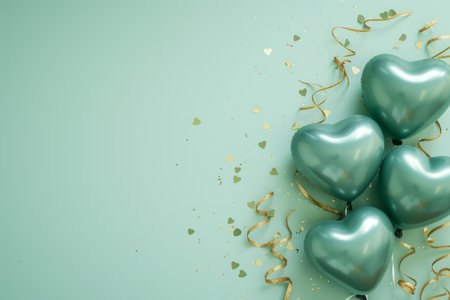 Balloons with confetti. Background template design with helium balloons for Party for Birthday and anniversary celebration, carnival. weddings and valentine's day and international women's dayの素材