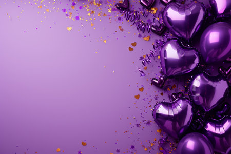 Balloons with confetti. Background template design with helium balloons for Party for Birthday and anniversary celebration, carnival. weddings and valentine's day and international women's dayの素材