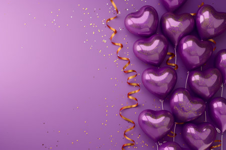 Balloons with confetti. Background template design with helium balloons for Party for Birthday and anniversary celebration, carnival. weddings and valentine's day and international women's dayの素材