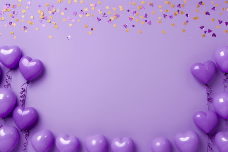 Balloons with confetti. Background template design with helium balloons for Party for Birthday and anniversary celebration, carnival. weddings and valentine's day and international women's dayの素材