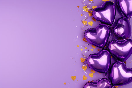 Balloons with confetti. Background template design with helium balloons for Party for Birthday and anniversary celebration, carnival. weddings and valentine's day and international women's dayの素材