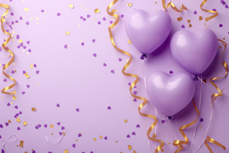 Balloons with confetti. Background template design with helium balloons for Party for Birthday and anniversary celebration, carnival. weddings and valentine's day and international women's dayの素材