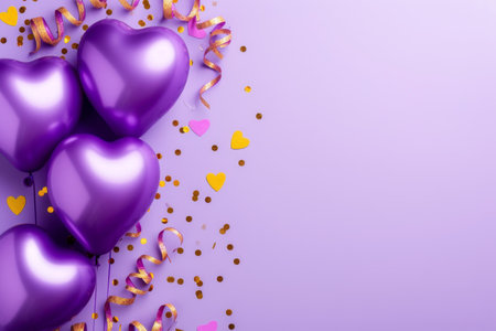 Balloons with confetti. Background template design with helium balloons for Party for Birthday and anniversary celebration, carnival. weddings and valentine's day and international women's dayの素材