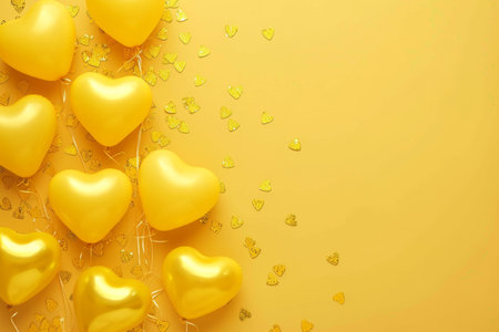 Balloons with confetti. Background template design with helium balloons for Party for Birthday and anniversary celebration, carnival. weddings and valentine's day and international women's dayの素材
