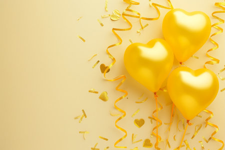 Balloons with confetti. Background template design with helium balloons for Party for Birthday and anniversary celebration, carnival. weddings and valentine's day and international women's dayの素材