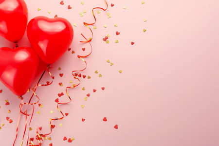 Balloons with confetti. Background template design with helium balloons for Party for Birthday and anniversary celebration, carnival. weddings and valentine's day and international women's dayの素材