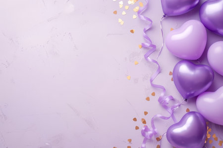 Balloons with confetti. Background template design with helium balloons for Party for Birthday and anniversary celebration, carnival. weddings and valentine's day and international women's dayの素材