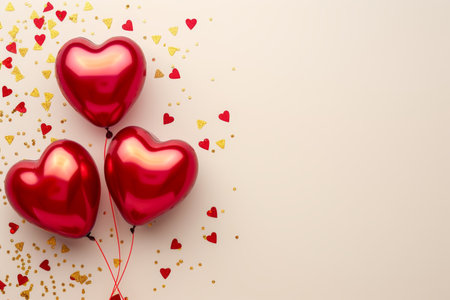 Balloons with confetti. Background template design with helium balloons for Party for Birthday and anniversary celebration, carnival. weddings and valentine's day and international women's dayの素材