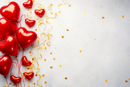 Balloons with confetti. Background template design with helium balloons for Party for Birthday and anniversary celebration, carnival. weddings and valentine's day and international women's dayの素材