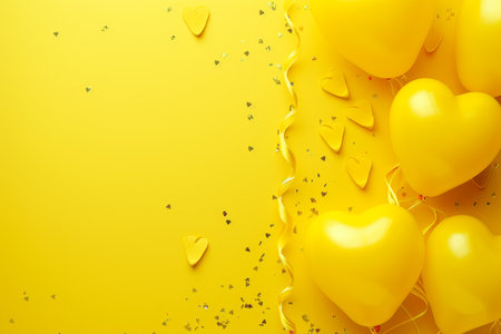 Balloons with confetti. Background template design with helium balloons for Party for Birthday and anniversary celebration, carnival. weddings and valentine's day and international women's dayの素材