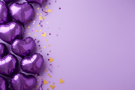 Balloons with confetti. Background template design with helium balloons for Party for Birthday and anniversary celebration, carnival. weddings and valentine's day and international women's dayの素材