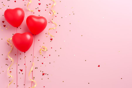 Balloons with confetti. Background template design with helium balloons for Party for Birthday and anniversary celebration, carnival. weddings and valentine's day and international women's dayの素材