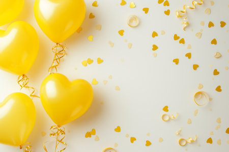 Balloons with confetti. Background template design with helium balloons for Party for Birthday and anniversary celebration, carnival. weddings and valentine's day and international women's dayの素材