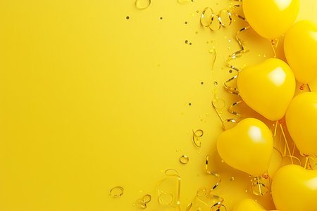 Balloons with confetti. Background template design with helium balloons for Party for Birthday and anniversary celebration, carnival. weddings and valentine's day and international women's dayの素材
