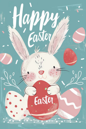 easter holiday background. Easter greeting card, pencil drawing and watercolor paintsの素材