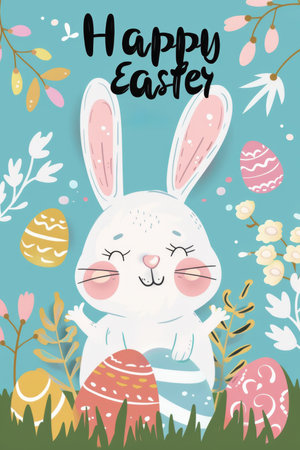 easter holiday background. Easter greeting card, pencil drawing and watercolor paintsの素材