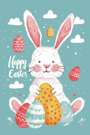 easter holiday background. Easter greeting card, pencil drawing and watercolor paintsの素材