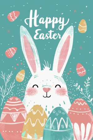 easter holiday background. Easter greeting card, pencil drawing and watercolor paintsの素材