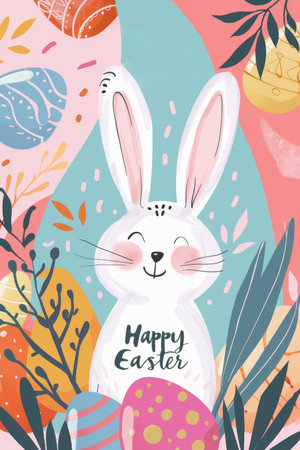 easter holiday background. Easter greeting card, pencil drawing and watercolor paintsの素材