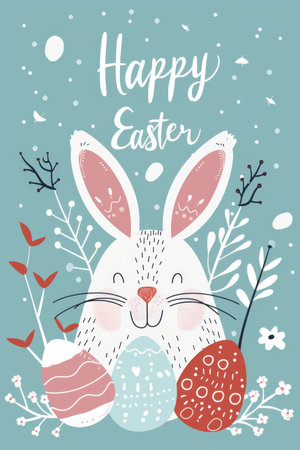 easter holiday background. Easter greeting card, pencil drawing and watercolor paintsの素材