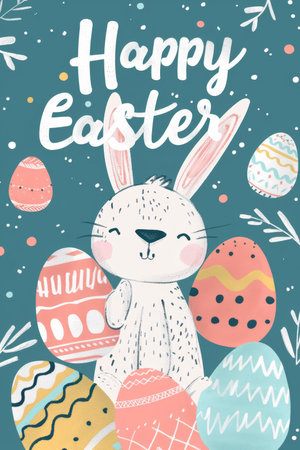easter holiday background. Easter greeting card, pencil drawing and watercolor paintsの素材